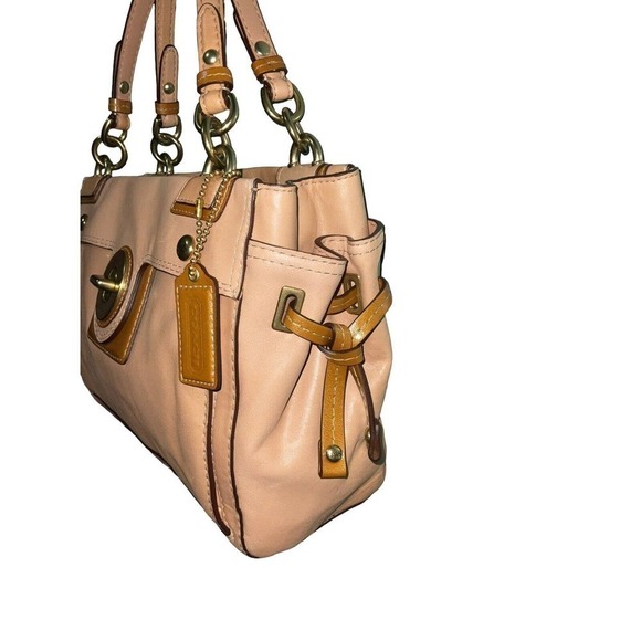 Coach Penelope Beige Leather Turn-lock Carryall Satchel Bag F16531 - Picture 4 of 16